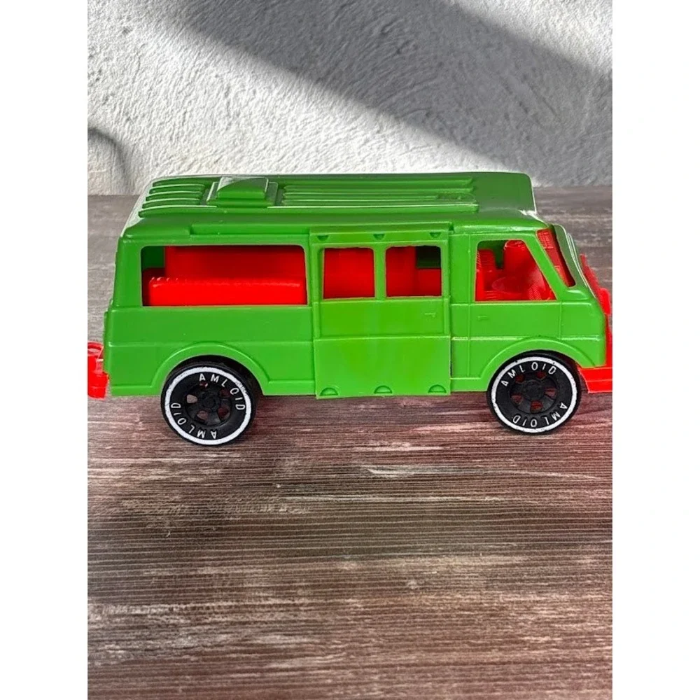Vintage Amloid Green Van USA Made Red Front Wheels With Sunset Decal Collectible